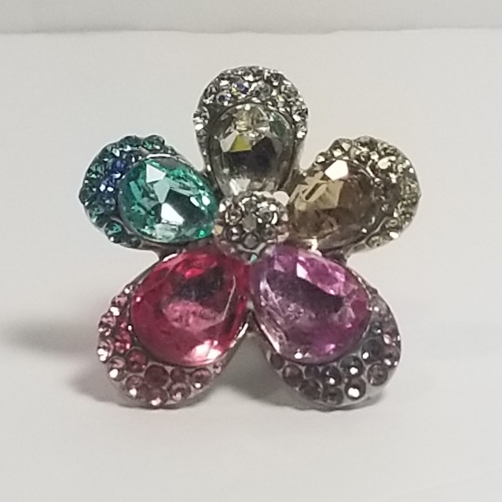 Statement Cocktail Flower Adjustable Rings - image 8